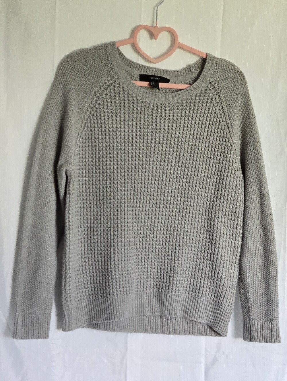 Forever 21 Women's Textured Crewneck Sweater - Gray, Size Small
